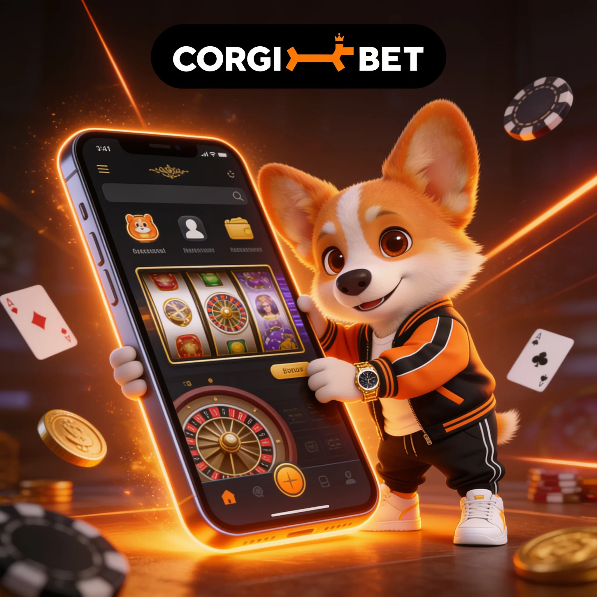 Lobby Corgibet sur téléphone près d’une roulette
